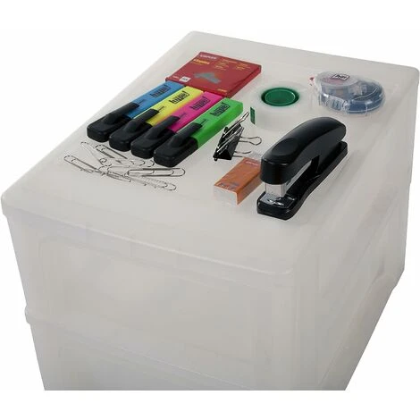Tour De Rangement, Organiseur, 3 Tiroirs, Format A4, Transparent, Bureau, Salon - Organizer Chest Och-2021 - Blanc – Image 5
