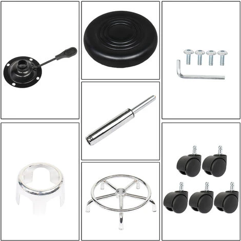 Tabouret De Travail Enroulable Tabouret Pivotant Tabouret De Bar Tabouret De Cabinet Tabouret Enroulable Hauteur Réglable (Noir) – Image 4