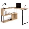 Bureau D'angle Rotatif 180° DETROIT étagère Forme S Design Industriel