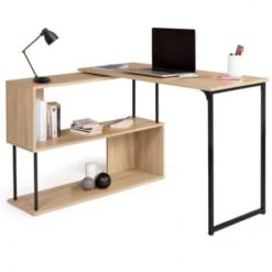 Bureau D'angle Rotatif 180° DETROIT étagère Forme S Design Industriel