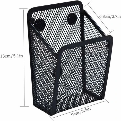 Porte Crayon Magnétique Triomphe 2 Pièces Porte Stylo Magnétique Paniers De Rangement En Maille Organiseurs Magnétiques En Mailles Porte Stylo Organisateur De Bureau En Grille Métallique Noir – Image 2