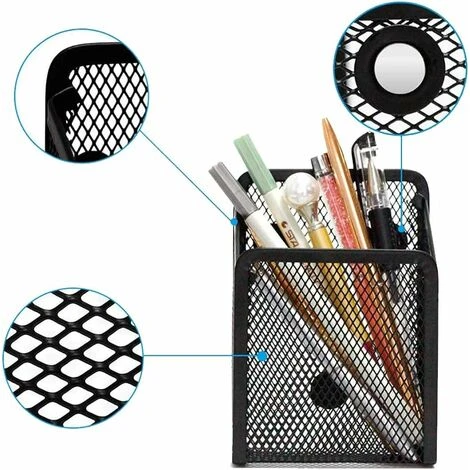 Porte Crayon Magnétique Triomphe 2 Pièces Porte Stylo Magnétique Paniers De Rangement En Maille Organiseurs Magnétiques En Mailles Porte Stylo Organisateur De Bureau En Grille Métallique Noir – Image 3