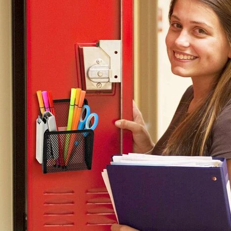 Porte Crayon Magnétique Triomphe 2 Pièces Porte Stylo Magnétique Paniers De Rangement En Maille Organiseurs Magnétiques En Mailles Porte Stylo Organisateur De Bureau En Grille Métallique Noir – Image 5