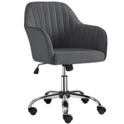 Yaheetech Chaise De Bureau Chaise D'ordinateur Rotative à 360° En Velours Avec Hauteur D'assise Réglable Pour La Maison/le Bureau Gris Gris