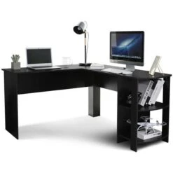 Bureau D'angle, Table De Travail, Bureau D'ordinateur En L-forme Noir-Meerveil