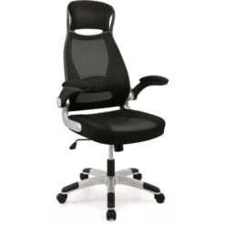 Chaise De Bureau, Fauteuil En Maille Confortable, Siège Ergonomique Avec Accoudoirs, Hauteur Réglable, Pivotant, Noir - IntimaTe WM Heart