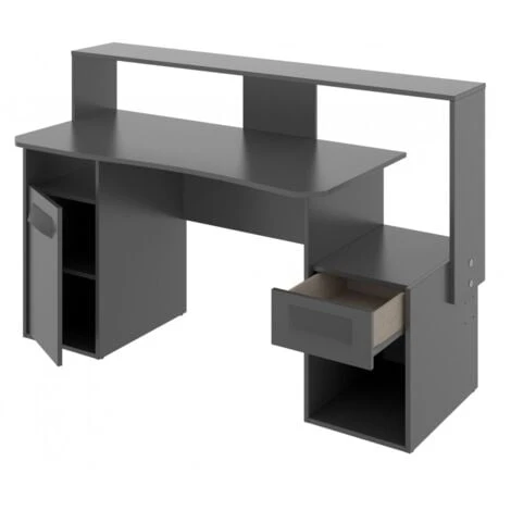 Bureau GAMER PC Couleur Graphite Avec Porte Et Tiroir Graphite – Image 4