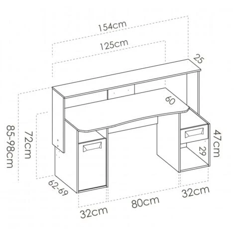 Bureau GAMER PC Couleur Graphite Avec Porte Et Tiroir Graphite – Image 5