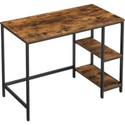 Songmics VASAGLE Bureau Avec Rangement, Table D’Ordinateur, Avec 2 Étagères Réversibles, Poste De Travail, Pour Télétravail, Salon, Cadre En Acier, Style Industriel