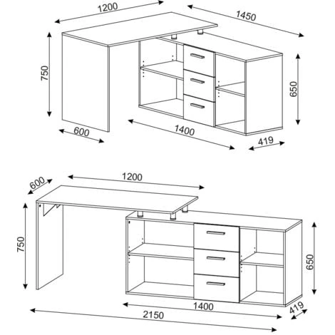 Bureau D'angle „Dante“ Blanc Vicco – Image 2