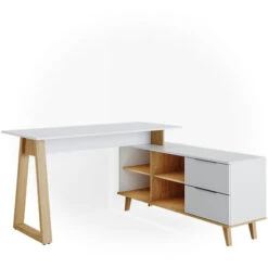 Bureau „Neptune XXL“ Blanc/Chêne Clair Vicco