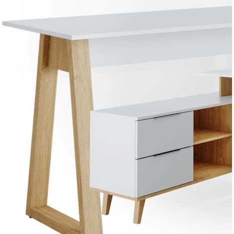Bureau „Neptune XXL“ Blanc/Chêne Clair Vicco – Image 5