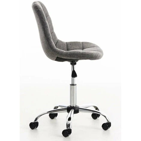 Tabouret Chaise De Bureau Pivotante Hauteur Réglable Tissu Gris Clair – Image 2