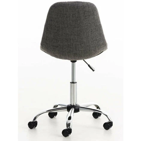Tabouret Chaise De Bureau Pivotante Hauteur Réglable Tissu Gris Clair – Image 3