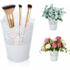 Pot A Pinceau De Maquillage,2 Pièces Organisateur De Maquillage Pot Maquillage,pour Les Cosmétiques,les Crayons,le Stockage De La Papeterie Et La Décoration De Fleurs Séchées