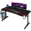 Devoko Bureau Gaiming Bureau Gamer Informatique Table Avec Porte-Boisson Et Porte-Casque,140 Cm Noir