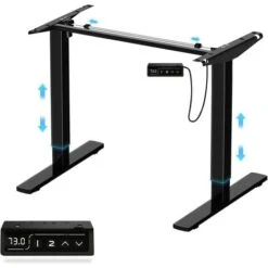 Devoko Cadre Bureau Réglable, Cadre De Table Bureau Assis Debout, Panneau Avec 3 Claviers à Mémoire, Charge Maximale : 70 Kg Noir