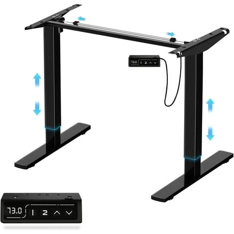 Devoko Cadre Bureau Réglable, Cadre De Table Bureau Assis Debout, Panneau Avec 3 Claviers à Mémoire, Charge Maximale : 70 Kg Noir