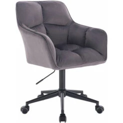 SVITA JERRY Chaise De Bureau Avec Accoudoirs Réglable En Hauteur Chaise Pivotante Avec Roulettes Velours Gris Foncé