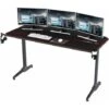 Soges Bureau Gaming Bureau Informatique Bureau Gamer Avec Tapis De Souris Intégré Et Porte Manette/Chargeur à USB, Table De Gaming PC Gamer Station De Jeu Pro Avec Porte-gobelet Et Crochet Pour Casque