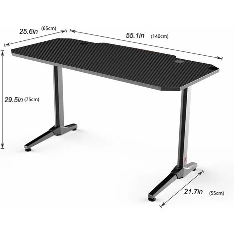 Soges Bureau Gaming Bureau Informatique Bureau Gamer Avec Tapis De Souris Intégré Et Porte Manette/Chargeur à USB, Table De Gaming PC Gamer Station De Jeu Pro Avec Porte-gobelet Et Crochet Pour Casque – Image 5