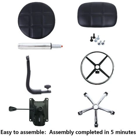 Tabouret à Roulettes Avec Dossier Hauteur Réglable Convient Pour Bureau D'affaires Noir – Image 4