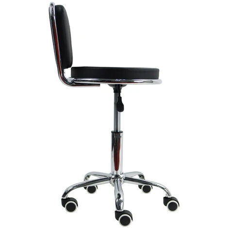 Tabouret De Fauteuil Pivotant à Dossier Bas Tabouret Pivotant De Chaise De Bureau Réglable En Hauteur Avec Cuir PU - Noir - KKTONER – Image 2