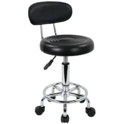 Tabouret Pivotant à Roulettes Tabouret Roulant Fauteuil Pivotant Chaise De Bureau Réglable En Hauteur Tabouret Pivotant Avec Dossier Bas Et Repose Noir