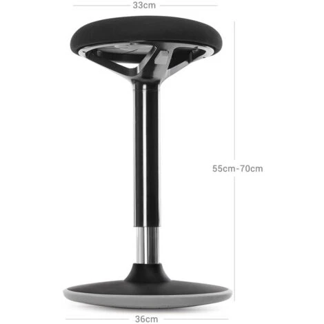 Tabouret Dynamique Tabouret Assis Debout Siège De Travail Rotatif à 360° Ergonomique Hauteur Réglable 50-70 Cm Sans Assemblage Noir – Image 5
