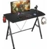 GOPLUS Bureau Gamer En Forme De Y,Bureau Gaming E-Sports Avec Fente Pour Telephone Et Porte-Gobelet,Table De Jeu Jusqu’a 60KG, 105x60x76CM