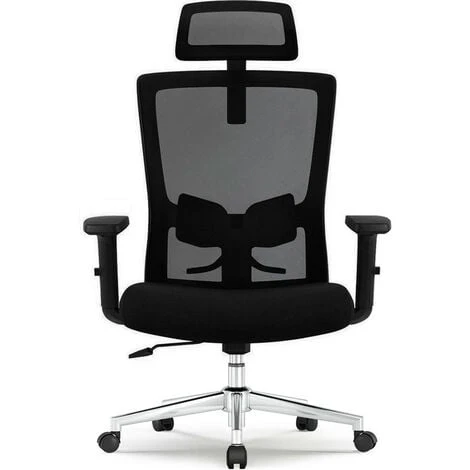 Chaise De Bureau, Hauteur Réglable, Fauteuil De Bureau, Base En Métal, Chaise De Bureau Ergonomique, Chaise Bureau, Dossier Haut Inclinable, Soutien Lombaire Accoudoirs Réglables, Charge 150 Kg