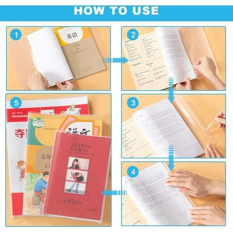 Déstockage Couverture De Livre Transparente A5, Couvertures De Livre En Plastique Transparent épaissies Réutilisables Et Réglables Pour Le Bureau à Domicile De L'école (10 Pièces) – Image 5