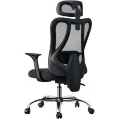 Chaise De Bureau Ergonomique, Fauteuil De Bureau Avec Support Lombaire, Appuie-tête Et Accoudoir Réglables,Confortable，sans Repose-Pied