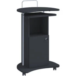 Komil Bureau Réglable En Hauteur, 1 Compartiment Et 1 Porte, Noir.