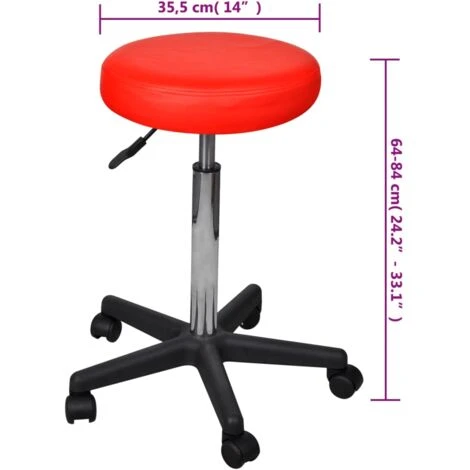 Tabouret De Bureau Rouge VidaXL – Image 3