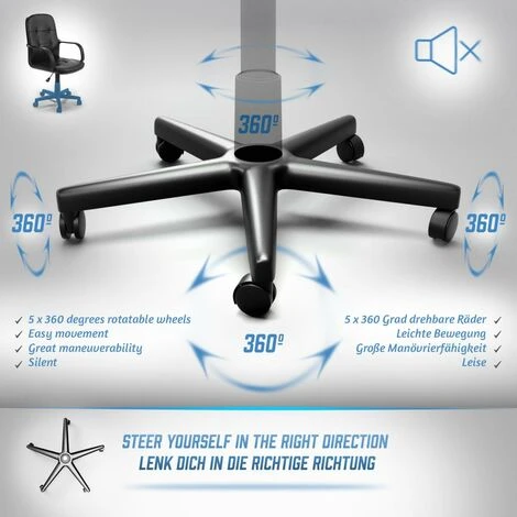 MIADOMODO® Chaise De Bureau - Pivotante, Avec Hauteur Réglable, Siège Ergonomique, En Simili Cuir, Noir - Fauteuil De Bureau, Pour Ordinateur, Gamer – Image 4