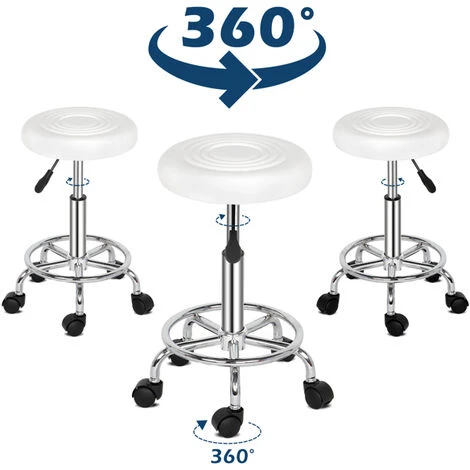 Vente Flash Tabouret De Bureau, Tabouret à Roulettes Rotation à 360°, Pour Salon De Massage, Bureau, Clinique – Image 3