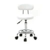 Vente Flash Tabouret De Bureau Tabouret à Roulettes Avec Dossier,Chaise Pivotante Chaise De Bureau Hauteur Réglable,Blanc