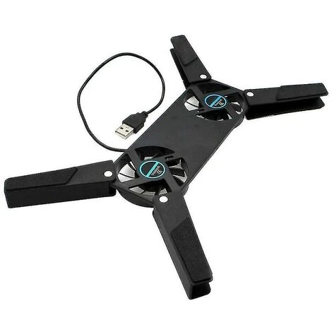 Support De Bureau Double Ventilateur De Refroidissement, Support D'ordinateur Pliable USB Support De Support Noir (1 Pièce, Noir) – Image 2