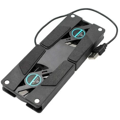 Support De Bureau Double Ventilateur De Refroidissement, Support D'ordinateur Pliable USB Support De Support Noir (1 Pièce, Noir) – Image 3