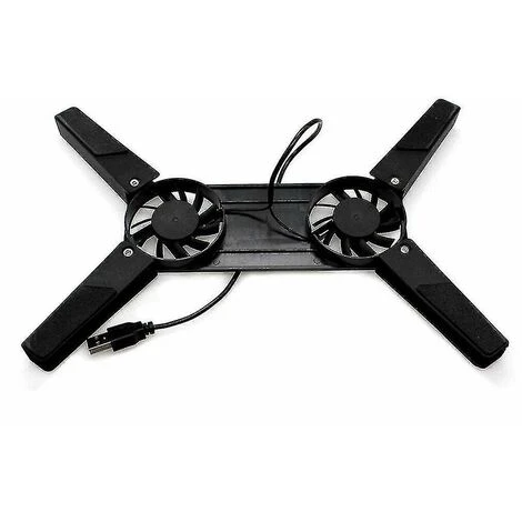Support De Bureau Double Ventilateur De Refroidissement, Support D'ordinateur Pliable USB Support De Support Noir (1 Pièce, Noir) – Image 4
