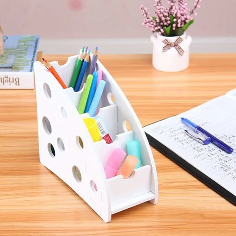 Organisateur Télécommandé à 4 Compartiments Organisateur De Stockage De Bureau Multifonctionnel Bois Amovible Conteneur Plastique Porte-Crayon En Bois Télécommande En Bois à Fentes Boîte De Rangement – Image 2