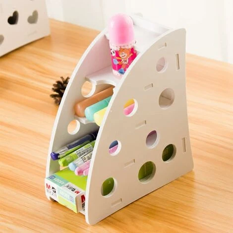 Organisateur Télécommandé à 4 Compartiments Organisateur De Stockage De Bureau Multifonctionnel Bois Amovible Conteneur Plastique Porte-Crayon En Bois Télécommande En Bois à Fentes Boîte De Rangement – Image 3