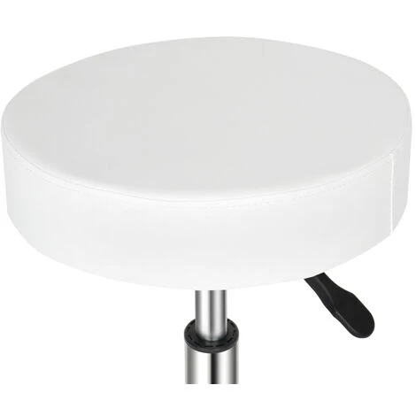 Coussin D'air En Cuir Semi-PU Certifié SGS 8 Cm D'épaisseur Imitation Coton Roues En Nylon 150 Kg Tabouret De Technicien Blanc Pieds Ronds Haha Tabouret Rond Tabouret De Bar Haha Rotation Des Jambes B – Image 2