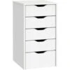 EKO Commode Couleur Blanche 5 Tiroirs Bureau Buck Office Study Style Moderne Meubles 71x40x43 Cm