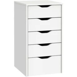 EKO Commode Couleur Blanche 5 Tiroirs Bureau Buck Office Study Style Moderne Meubles 71x40x43 Cm