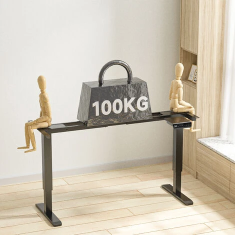 Bureau Assis Debout Pied De Bureau Réglable En Hauteur Électrique à 2Moteurs Bureau Réglable En Hauteur71-116 Cm Avec Moteurs Mémoire De 4hauteurs,Largeur Réglable106-180 Cm,Charge Max120kg Noir – Image 2