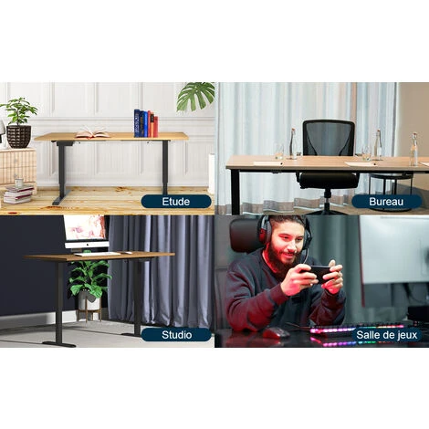 Bureau Assis Debout Pied De Bureau Réglable En Hauteur Électrique à 2Moteurs Bureau Réglable En Hauteur71-116 Cm Avec Moteurs Mémoire De 4hauteurs,Largeur Réglable106-180 Cm,Charge Max120kg Noir – Image 3
