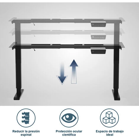 Bureau Assis Debout Pied De Bureau Réglable En Hauteur Électrique à 2Moteurs Bureau Réglable En Hauteur71-116 Cm Avec Moteurs Mémoire De 4hauteurs,Largeur Réglable106-180 Cm,Charge Max120kg Noir – Image 4