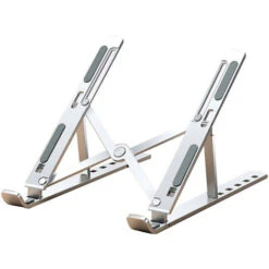 Support Pour Ordinateur Portable, Réglables En Hauteur Sur 6 Niveaux, Bureau D'ordinateur Ventilé En Aluminium Pour Ordinateur Portable, AntidRapant En Silicone (Argent)